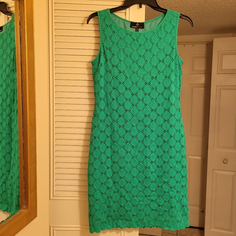 Ronni Nicole Mint Green Eyelet Sweetheart Sleeveless Dress Women's Size 8 M/L